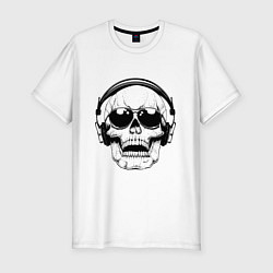 Футболка slim-fit Skull Music lover, цвет: белый