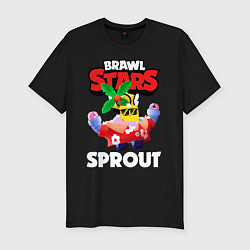 Футболка slim-fit SPROUT PALMEN СПРАУТ ТРОПИКИ, цвет: черный