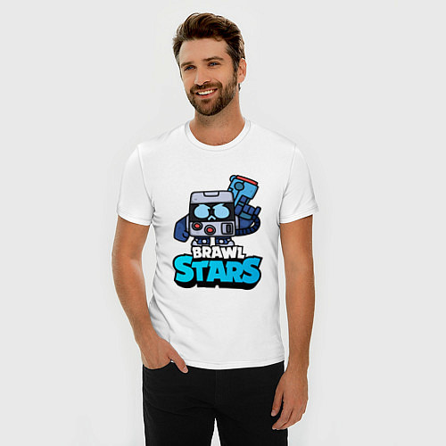 Мужская slim-футболка Virus 8 bit brawl stars Blue / Белый – фото 3