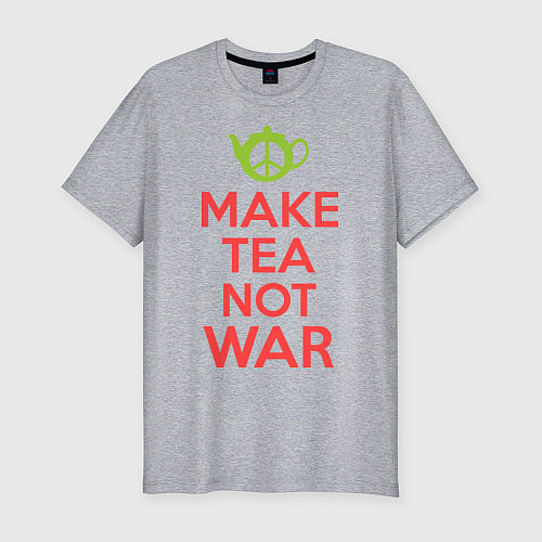 Мужская slim-футболка Make tea not war / Меланж – фото 1