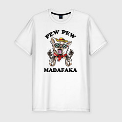 Футболка slim-fit Pew Pew Madafaka, цвет: белый