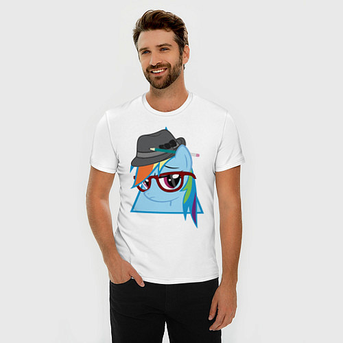Мужская slim-футболка Rainbow Dash hipster / Белый – фото 3