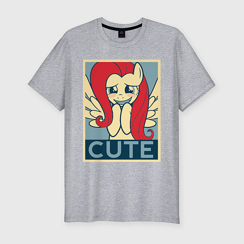 Мужская slim-футболка Fluttershy cute / Меланж – фото 1