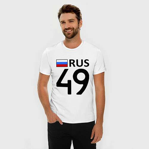 Мужская slim-футболка RUS 49 / Белый – фото 3