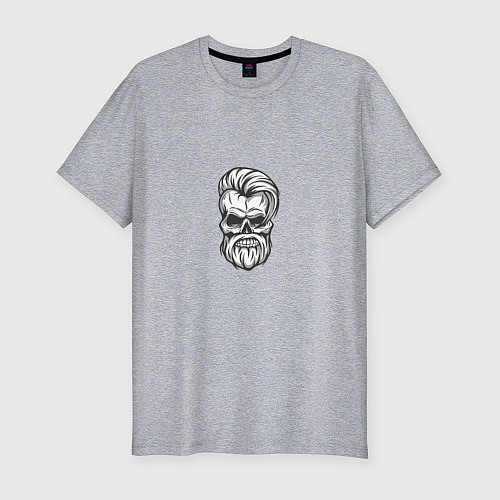 Мужская slim-футболка Бородатый череп / Меланж – фото 1