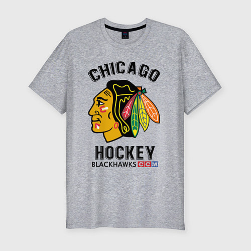 Мужская slim-футболка CHICAGO BLACKHAWKS NHL / Меланж – фото 1