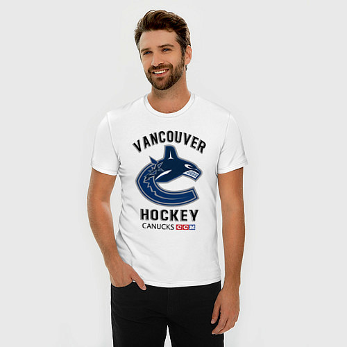 Мужская slim-футболка VANCOUVER CANUCKS NHL / Белый – фото 3