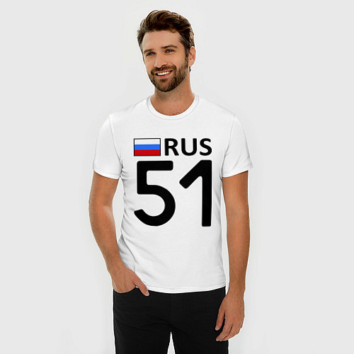 Мужская slim-футболка RUS 51 / Белый – фото 3