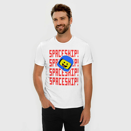 Мужская slim-футболка Spaceship / Белый – фото 3