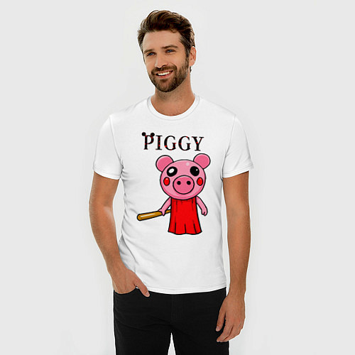 Мужская slim-футболка ROBLOX PIGGY / Белый – фото 3