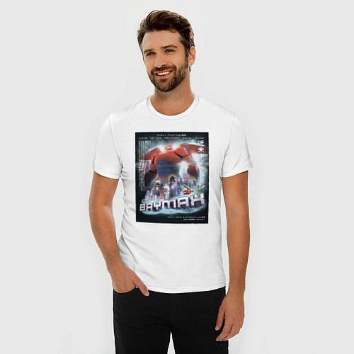 Мужская slim-футболка Бэймакс Город Героев 6 / Белый – фото 3