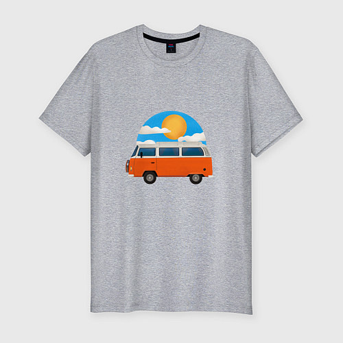 Мужская slim-футболка Volkswagen t1 / Меланж – фото 1