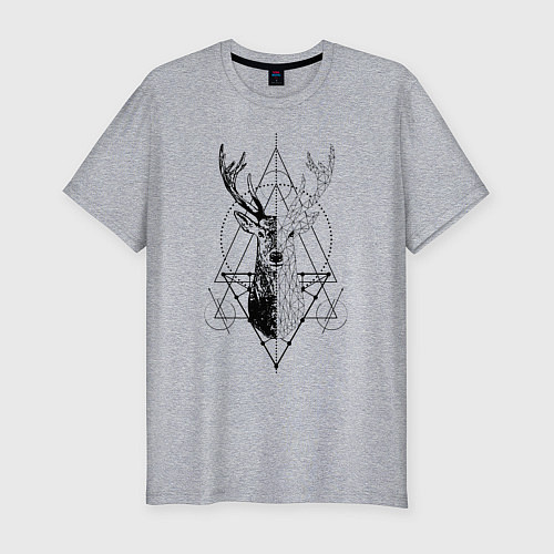 Мужская slim-футболка Polygonal deer / Меланж – фото 1