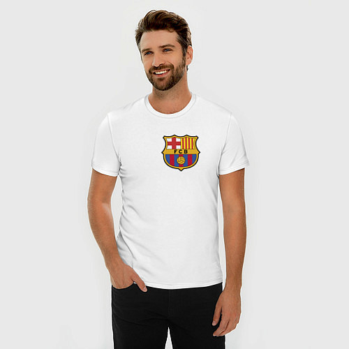 Мужская slim-футболка Barcelona FC / Белый – фото 3