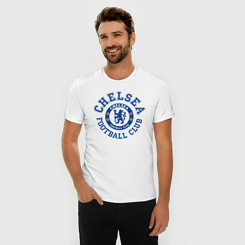Мужская slim-футболка Chelsea FC / Белый – фото 3