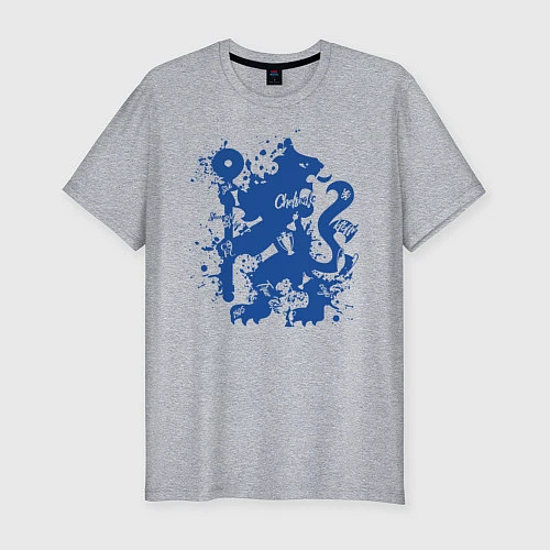 Мужская slim-футболка Chelsea FC / Меланж – фото 1