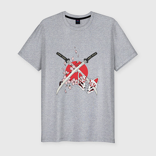 Мужская slim-футболка Японская катана Z / Меланж – фото 1
