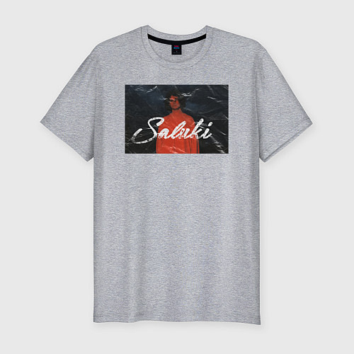 Мужская slim-футболка Saluki / Меланж – фото 1