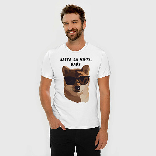 Мужская slim-футболка Собакен Арни / Белый – фото 3
