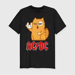 Футболка slim-fit ACDC rock cat, цвет: черный