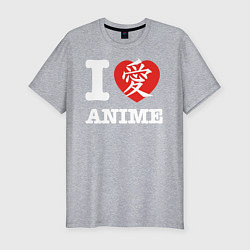 Футболка slim-fit I love anime, цвет: меланж