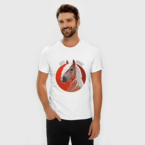 Мужская slim-футболка Лошадка / Белый – фото 3
