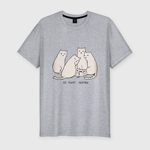 Мужская slim-футболка Уходи, человек кошки / Меланж – фото 1