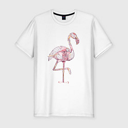 Футболка slim-fit Узорчатый фламинго, цвет: белый