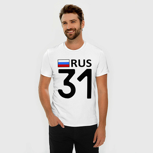 Мужская slim-футболка RUS 31 / Белый – фото 3