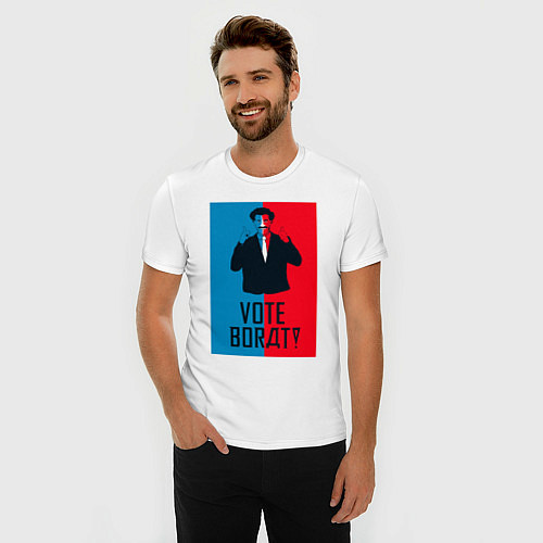 Мужская slim-футболка Борат / Белый – фото 3