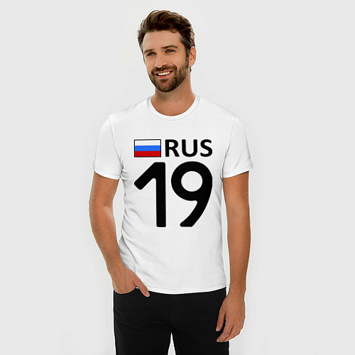 Мужская slim-футболка RUS 19 / Белый – фото 3