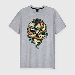 Футболка slim-fit Snake&Skull, цвет: меланж