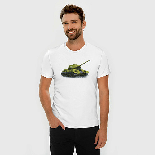 Мужская slim-футболка Т-34 / Белый – фото 3
