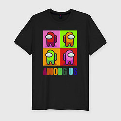 Футболка slim-fit Among us rainbow, цвет: черный