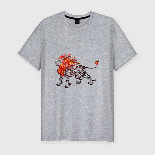 Мужская slim-футболка Огненный лев / Меланж – фото 1
