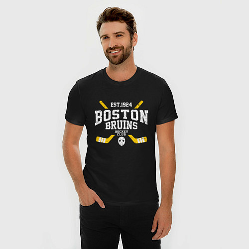 Мужская slim-футболка Бостон Брюинз / Черный – фото 3