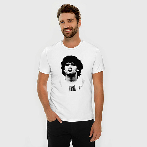 Мужская slim-футболка Диего Марадона / Белый – фото 3
