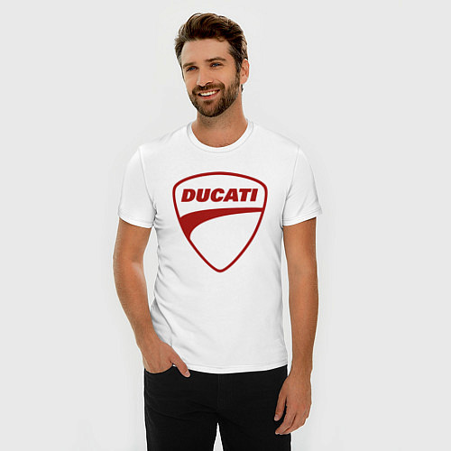 Мужская slim-футболка Ducati Logo Дукати Лого Z / Белый – фото 3