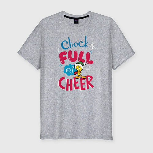 Мужская slim-футболка Chock full of cheer / Меланж – фото 1