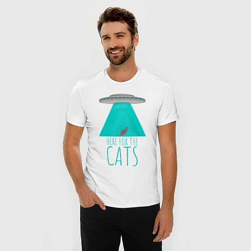 Мужская slim-футболка Here for the Cats / Белый – фото 3