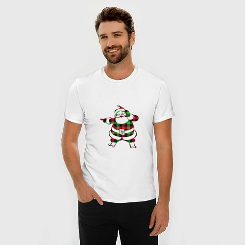 Мужская slim-футболка Санта Клаус / Белый – фото 3