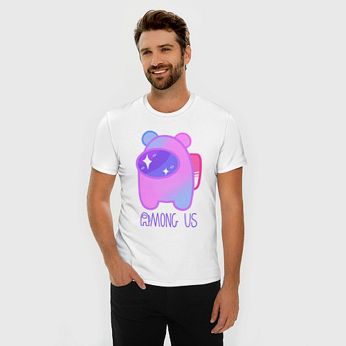 Мужская slim-футболка AMONG US - SPACE / Белый – фото 3