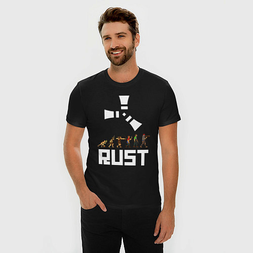 Мужская slim-футболка RUST / Черный – фото 3