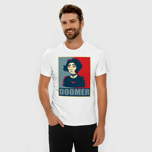 Мужская slim-футболка Doomer girl / Белый – фото 3