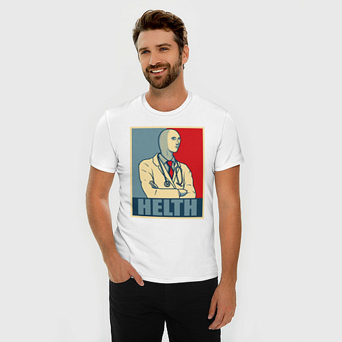 Мужская slim-футболка Helth / Белый – фото 3