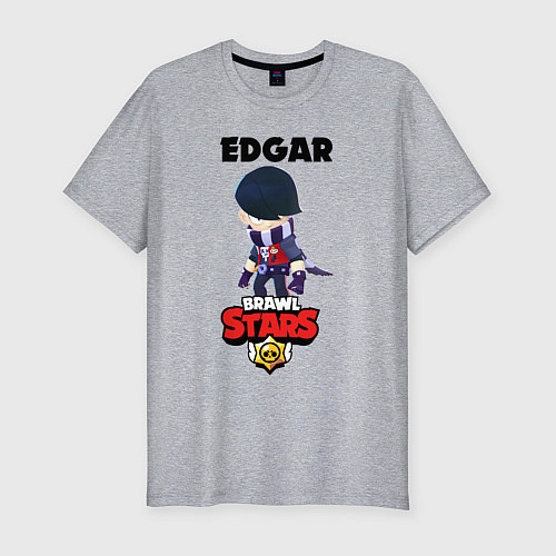 Мужская slim-футболка BRAWL STARS EDGAR / Меланж – фото 1