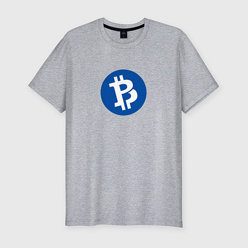 Мужская slim-футболка Bitcoin / Меланж – фото 1