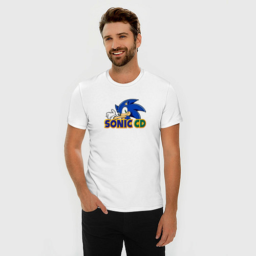 Мужская slim-футболка Sonic CD / Белый – фото 3