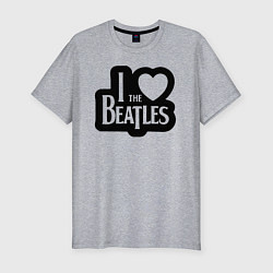 Футболка slim-fit I love Beatles - Я люблю Битлз, цвет: меланж