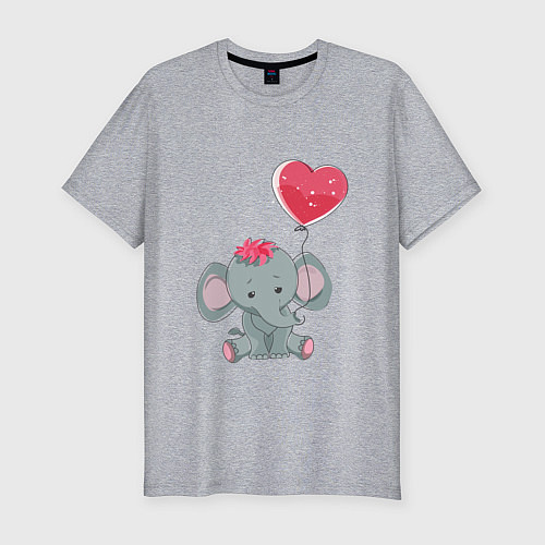 Мужская slim-футболка Влюбленный слоник / Меланж – фото 1